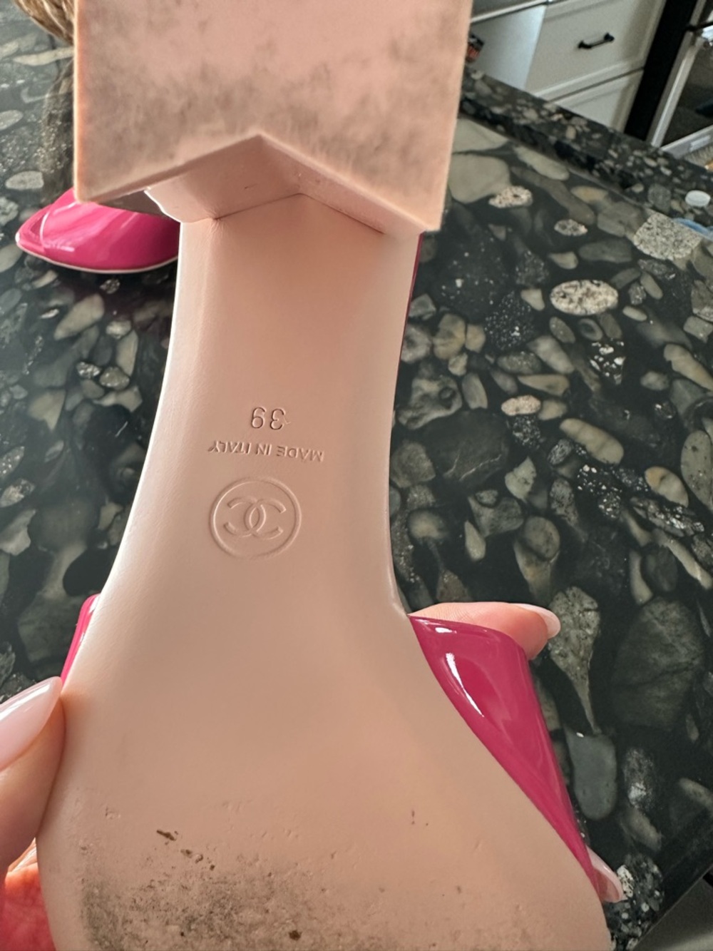 CHANEL Bright Pink Patent Leather Slide Mules - Picture 6 of 12